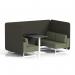 Brixworth 4 Seater Bench Booth With White Legs And Black Table With White Leg In Main Line Flax Fabric - Temple Panels And Monument Sofa SF004129