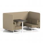 Brixworth 4 Seater Bench Booth With White Legs And Black Table With White Leg In Main Line Flax Fabric - Upminster Panels And Bank Sofa SF004130