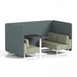 Brixworth 4 Seater Bench Booth With White Legs And Black Table With White Leg In Main Line Flax Fabric - Westminster Panels And Newbury Sofa SF004131