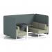 Brixworth 4 Seater Bench Booth With White Legs And Black Table With White Leg In Main Line Flax Fabric - Westminster Panels And Newbury Sofa SF004131