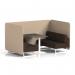 Brixworth 4 Seater Bench Booth With White Legs And Black Table With White Leg In Synergy Fabric - Affix Panels And Wed Sofa SF004132