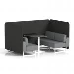 Brixworth 4 Seater Bench Booth With White Legs And Black Table With White Leg In Synergy Fabric - Mix Panels And Partner Sofa SF004134