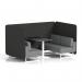 Brixworth 4 Seater Bench Booth With White Legs And Black Table With White Leg In Synergy Fabric - Mix Panels And Partner Sofa SF004134