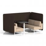 Brixworth 4 Seater Bench Booth With White Legs And Black Table With White Leg In Synergy Fabric - Wed Panels And Affix Sofa SF004137