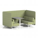 Brixworth 4 Seater Bench Booth With White Legs And Grey Table With White Leg In Rivet Fabric - Burnish Panels And Sofa SF004144