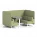 Brixworth 4 Seater Bench Booth With White Legs And Grey Table With White Leg In Rivet Fabric - Burnish Panels And Sofa SF004144