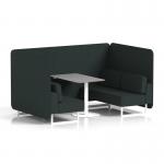 Brixworth 4 Seater Bench Booth With White Legs And Grey Table With White Leg In Rivet Fabric - Charcoal Panels And Sofa SF004145