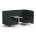 Brixworth 4 Seater Bench Booth With White Legs And Grey Table With White Leg In Rivet Fabric - Charcoal Panels And Sofa SF004145