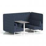 Brixworth 4 Seater Bench Booth With White Legs And Grey Table With White Leg In Rivet Fabric - Crucible Panels And Sofa SF004146