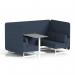 Brixworth 4 Seater Bench Booth With White Legs And Grey Table With White Leg In Rivet Fabric - Crucible Panels And Sofa SF004146