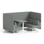 Brixworth 4 Seater Bench Booth With White Legs And Grey Table With White Leg In Rivet Fabric - Prime Panels And Sofa SF004148