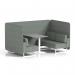 Brixworth 4 Seater Bench Booth With White Legs And Grey Table With White Leg In Rivet Fabric - Prime Panels And Sofa SF004148