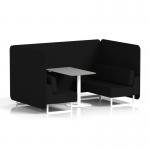 Brixworth 4 Seater Bench Booth With White Legs And Grey Table With White Leg In X2 Fabric - Diameter Panels And Sofa SF004152