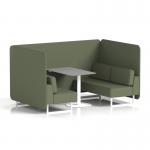 Brixworth 4 Seater Bench Booth With White Legs And Grey Table With White Leg In Main Line Flax Fabric - Monument Panels And Sofa SF004157