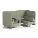 Brixworth 4 Seater Bench Booth With White Legs And Grey Table With White Leg In Main Line Flax Fabric - Newbury Panels And Sofa SF004158