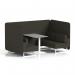 Brixworth 4 Seater Bench Booth With White Legs And Grey Table With White Leg In Main Line Flax Fabric - Temple Panels And Sofa SF004159