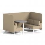 Brixworth 4 Seater Bench Booth With White Legs And Grey Table With White Leg In Main Line Flax Fabric - Upminster Panels And Sofa SF004160