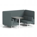 Brixworth 4 Seater Bench Booth With White Legs And Grey Table With White Leg In Main Line Flax Fabric - Westminster Panels And Sofa SF004161