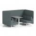 Brixworth 4 Seater Bench Booth With White Legs And Grey Table With White Leg In Main Line Flax Fabric - Westminster Panels And Sofa SF004161