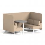 Brixworth 4 Seater Bench Booth With White Legs And Grey Table With White Leg In Synergy Fabric - Affix Panels And Sofa SF004162