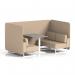 Brixworth 4 Seater Bench Booth With White Legs And Grey Table With White Leg In Synergy Fabric - Affix Panels And Sofa SF004162