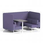 Brixworth 4 Seater Bench Booth With White Legs And Grey Table With White Leg In Synergy Fabric - Order Panels And Sofa SF004165
