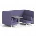 Brixworth 4 Seater Bench Booth With White Legs And Grey Table With White Leg In Synergy Fabric - Order Panels And Sofa SF004165