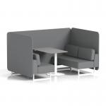 Brixworth 4 Seater Bench Booth With White Legs And Grey Table With White Leg In Synergy Fabric - Partner Panels And Sofa SF004166