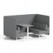 Brixworth 4 Seater Bench Booth With White Legs And Grey Table With White Leg In Synergy Fabric - Partner Panels And Sofa SF004166