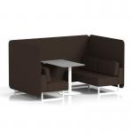 Brixworth 4 Seater Bench Booth With White Legs And Grey Table With White Leg In Synergy Fabric - Wed Panels And Sofa SF004167