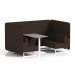 Brixworth 4 Seater Bench Booth With White Legs And Grey Table With White Leg In Synergy Fabric - Wed Panels And Sofa SF004167