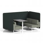 Brixworth 4 Seater Bench Booth With White Legs And Grey Table With White Leg In Rivet Fabric - Charcoal Panels And Vitreous Sofa SF004175