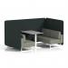 Brixworth 4 Seater Bench Booth With White Legs And Grey Table With White Leg In Rivet Fabric - Charcoal Panels And Vitreous Sofa SF004175