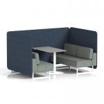 Brixworth 4 Seater Bench Booth With White Legs And Grey Table With White Leg In Rivet Fabric - Crucible Panels And Prime Sofa SF004176