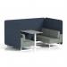 Brixworth 4 Seater Bench Booth With White Legs And Grey Table With White Leg In Rivet Fabric - Crucible Panels And Prime Sofa SF004176