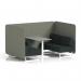 Brixworth 4 Seater Bench Booth With White Legs And Grey Table With White Leg In Rivet Fabric - Prime Panels And Crucible Sofa SF004178