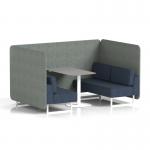 Brixworth 4 Seater Bench Booth With White Legs And Grey Table With White Leg In Rivet Fabric - Vitreous Panels And Charcoal Sofa SF004179