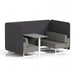 Brixworth 4 Seater Bench Booth With White Legs And Grey Table With White Leg In X2 Fabric - Arithmetic Panels And Number Sofa SF004180