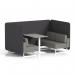 Brixworth 4 Seater Bench Booth With White Legs And Grey Table With White Leg In X2 Fabric - Arithmetic Panels And Number Sofa SF004180