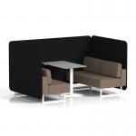 Brixworth 4 Seater Bench Booth With White Legs And Grey Table With White Leg In X2 Fabric - Diameter Panels And Theory Sofa SF004182