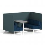 Brixworth 4 Seater Bench Booth With White Legs And Grey Table With White Leg In X2 Fabric - Polygon Panels And Calculus Sofa SF004184