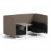 Brixworth 4 Seater Bench Booth With White Legs And Grey Table With White Leg In X2 Fabric - Theory Panels And Diameter Sofa SF004185