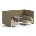 Brixworth 4 Seater Bench Booth With White Legs And Grey Table With White Leg In Main Line Flax Fabric - Bank Panels And Upminster Sofa SF004186