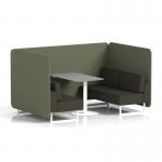 Brixworth 4 Seater Bench Booth With White Legs And Grey Table With White Leg In Main Line Flax Fabric - Monument Panels And Temple Sofa SF004187