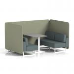 Brixworth 4 Seater Bench Booth With White Legs And Grey Table With White Leg In Main Line Flax Fabric - Newbury Panels And Westminster Sofa SF004188
