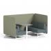 Brixworth 4 Seater Bench Booth With White Legs And Grey Table With White Leg In Main Line Flax Fabric - Newbury Panels And Westminster Sofa SF004188