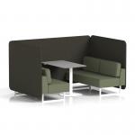Brixworth 4 Seater Bench Booth With White Legs And Grey Table With White Leg In Main Line Flax Fabric - Temple Panels And Monument Sofa SF004189