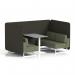Brixworth 4 Seater Bench Booth With White Legs And Grey Table With White Leg In Main Line Flax Fabric - Temple Panels And Monument Sofa SF004189