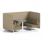 Brixworth 4 Seater Bench Booth With White Legs And Grey Table With White Leg In Main Line Flax Fabric - Upminster Panels And Bank Sofa SF004190