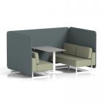 Brixworth 4 Seater Bench Booth With White Legs And Grey Table With White Leg In Main Line Flax Fabric - Westminster Panels And Newbury Sofa SF004191